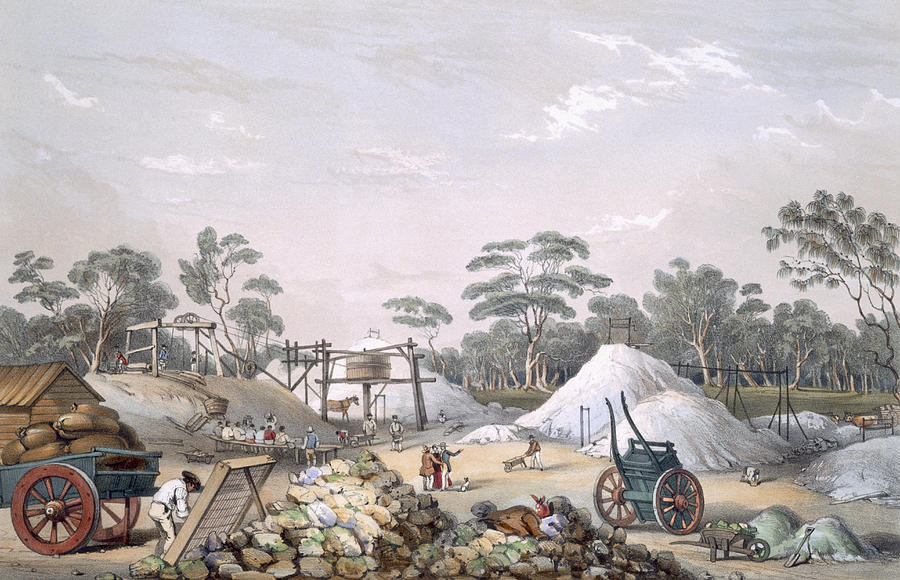 Horse Drawing - The Kapunda Copper Mine, From South by George French Angas