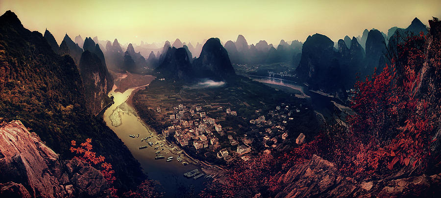 Panorama Photograph - The Karst Mountains Of Guangxi by Clemens Geiger