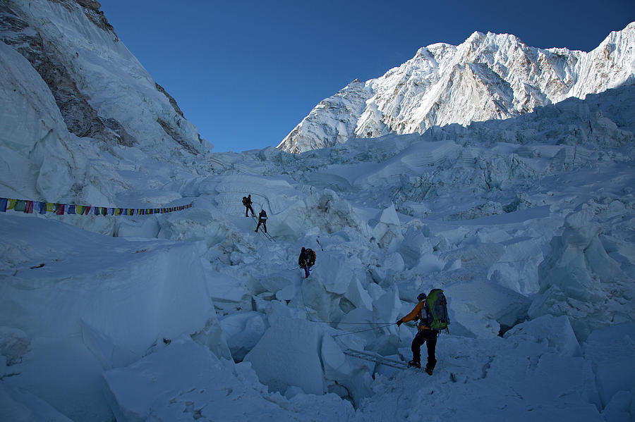 Winter Photograph - The Khumbu Icefall Early Morning by Jonathan Griffith
