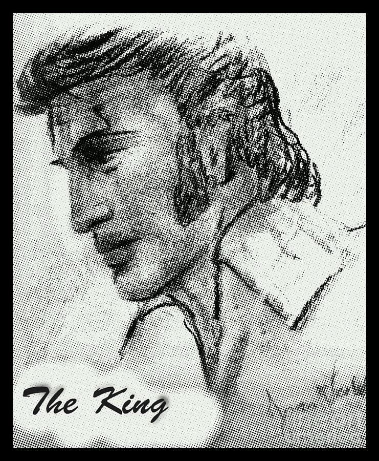 The King in Charcoal Bordered Mixed Media by Joan-Violet Stretch