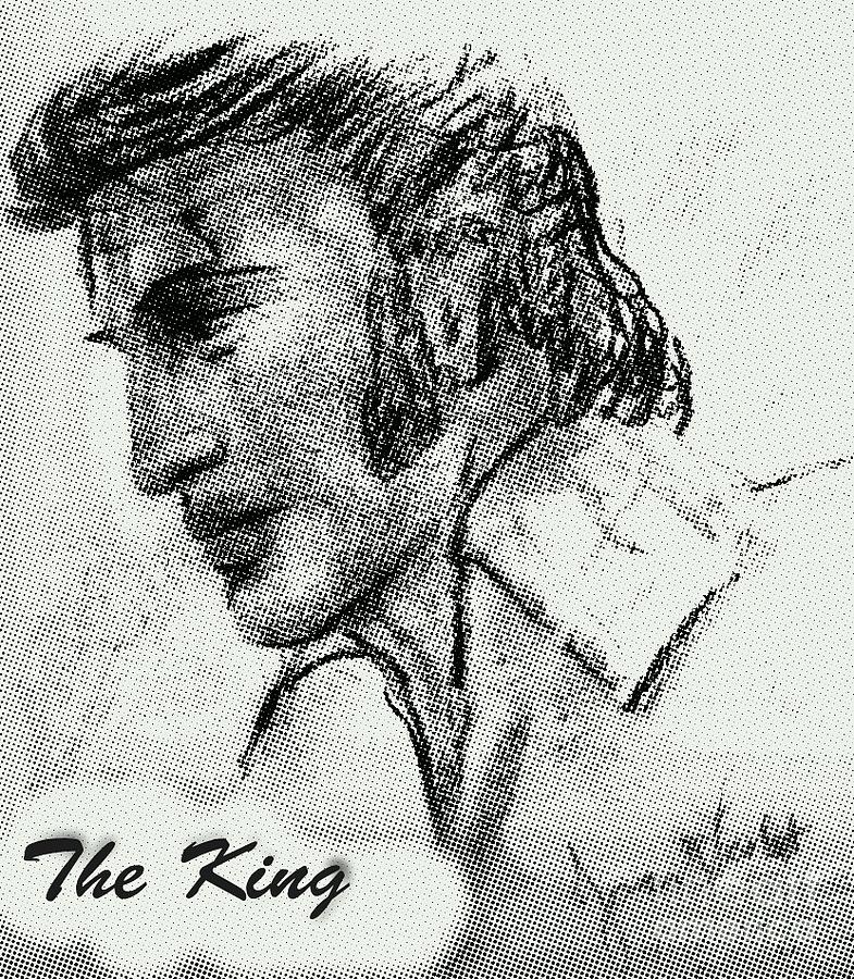 The King in Charcoal Mixed Media by Joan-Violet Stretch