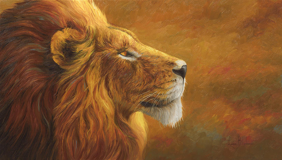 Lion Painting - The King by Lucie Bilodeau