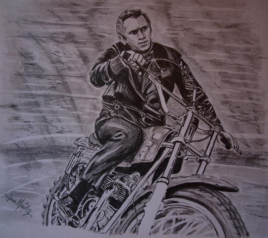 The King of Cool Steve Mcqueen Drawing by Juan Mendez