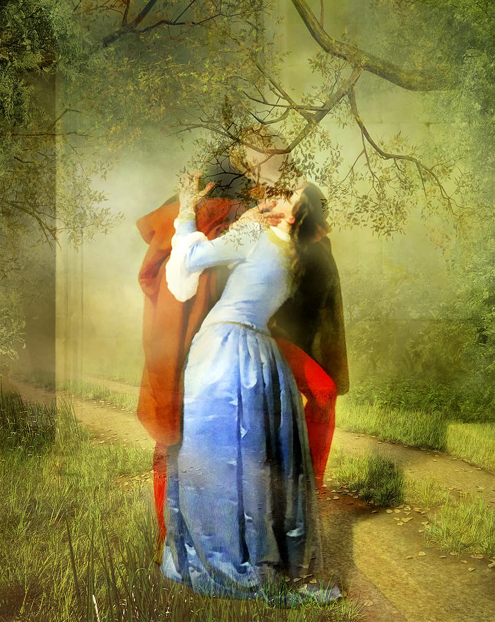 Nature Painting - The Kiss - Modern Version Of The Story by Georgiana Romanovna