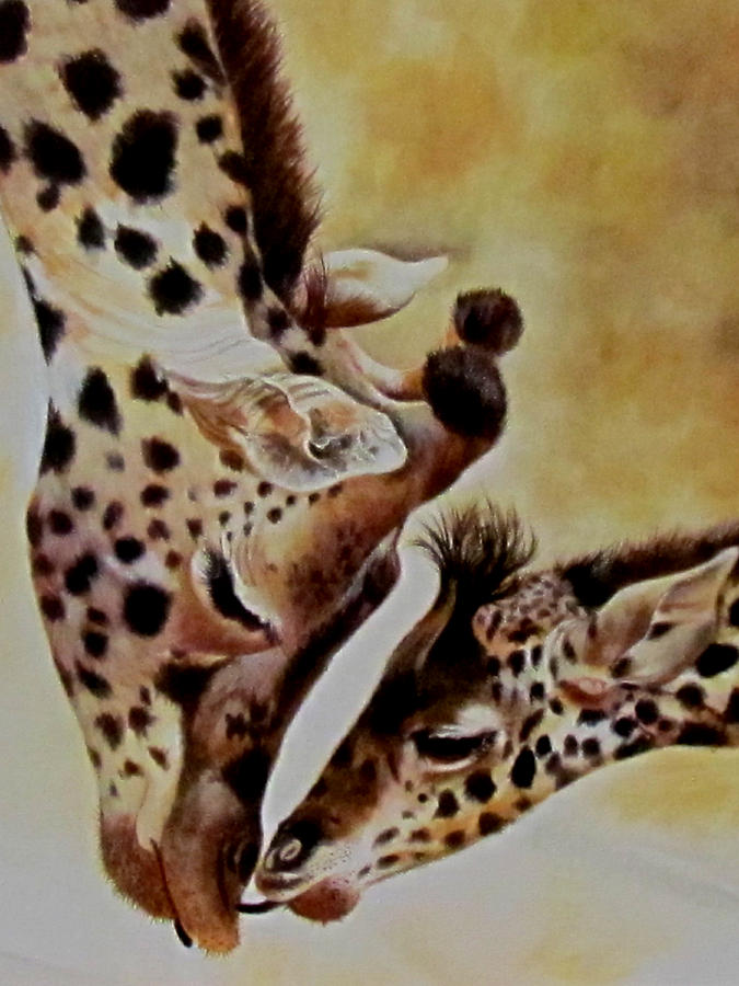 Animal Painting - The Kiss Mother Love by Susan Duxter