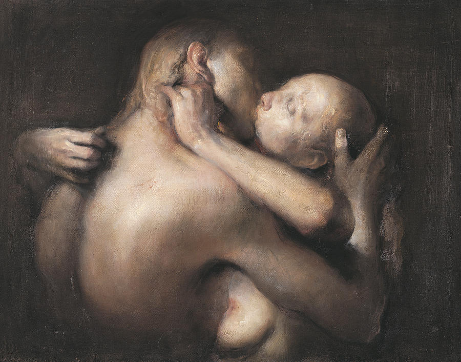 The kiss Painting by Odd Nerdrum