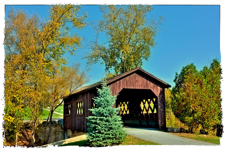 Fall Photograph - The Kissing Bridge - Covered Bridge in Ticonderoga by David Patterson