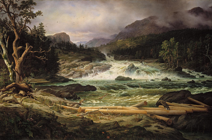 Thomas Fearnley Painting - The Labro Falls at Kongsberg by Thomas Fearnley