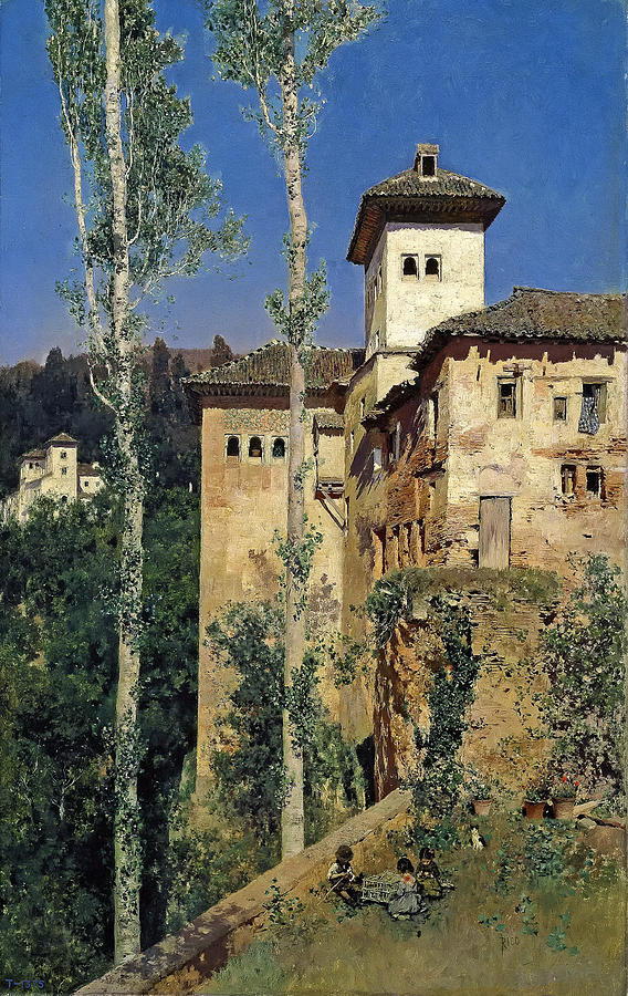 Granada Painting - The Ladies Tower at the Alhambra. Granada by Martin Rico