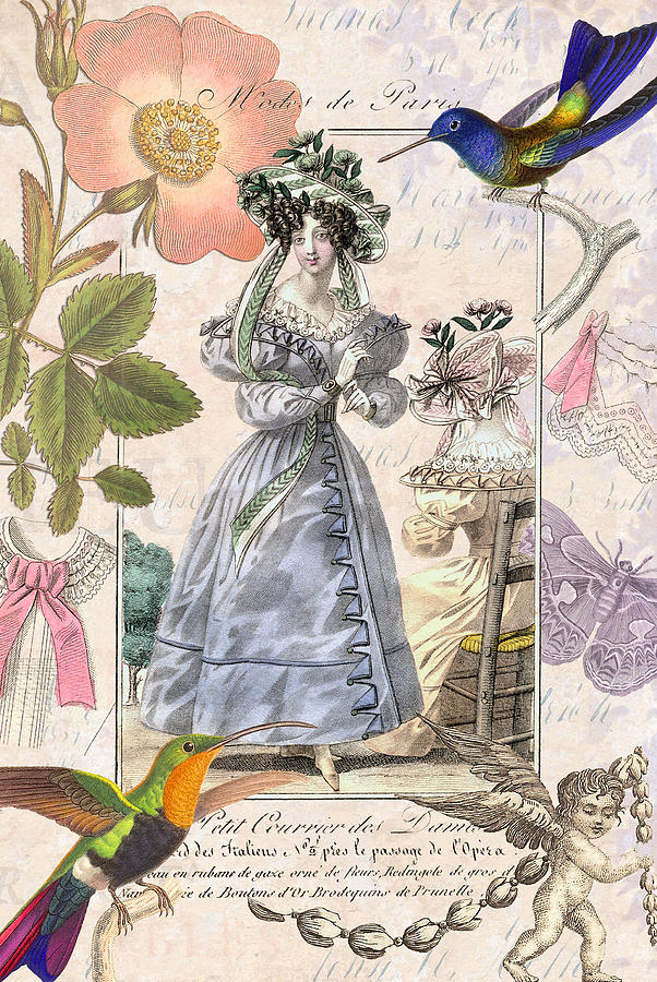 Vintage Digital Art - The Lady and the Hummingbird by Antique Images  
