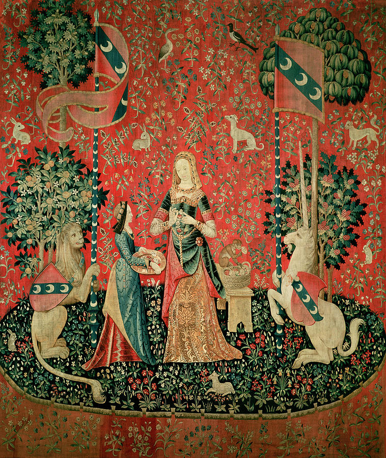 Flower Photograph - The Lady And The Unicorn Smell Tapestry by French School
