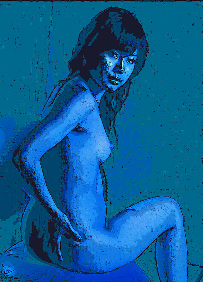 Nude Digital Art - The Lady in Blue by Tim Ernst