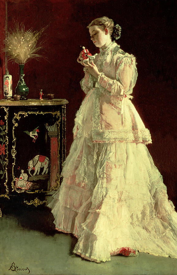 Lace Photograph - The Lady In Pink, 1867 Oil On Panel by Alfred Emile Stevens