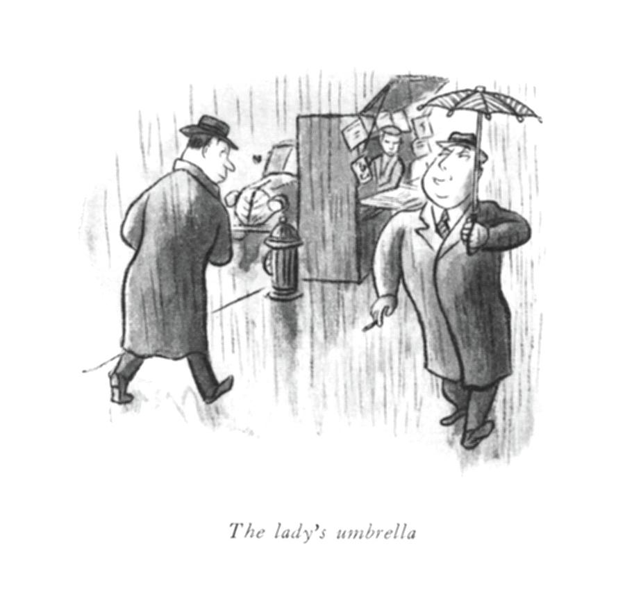 The Ladys Umbrella Drawing by William Steig