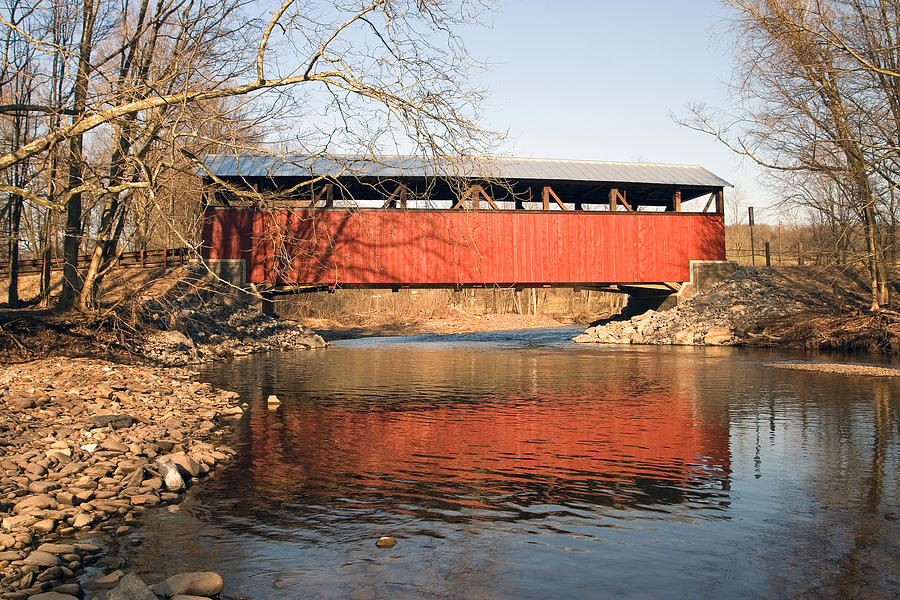 The Lairdsville Covered Bridge After The Flood Photograph by Gene Walls