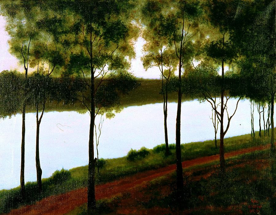 Lake at Sunrise Painting by Laila Awad Jamaleldin