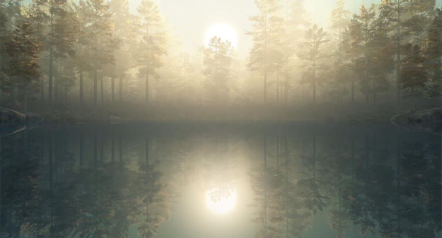 Tree Painting - The Lake Awakes by John Robichaud