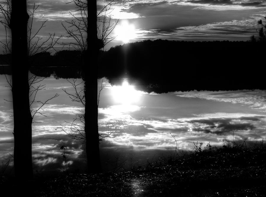 The Lake - Black and White Digital Art by Kathleen Illes