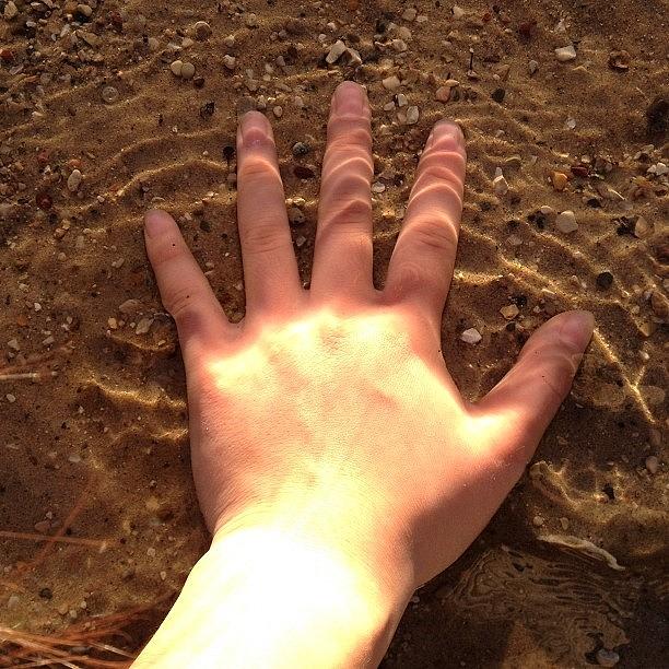 Nature Photograph - Childs Hand in Clear Water by Ellyssa T
