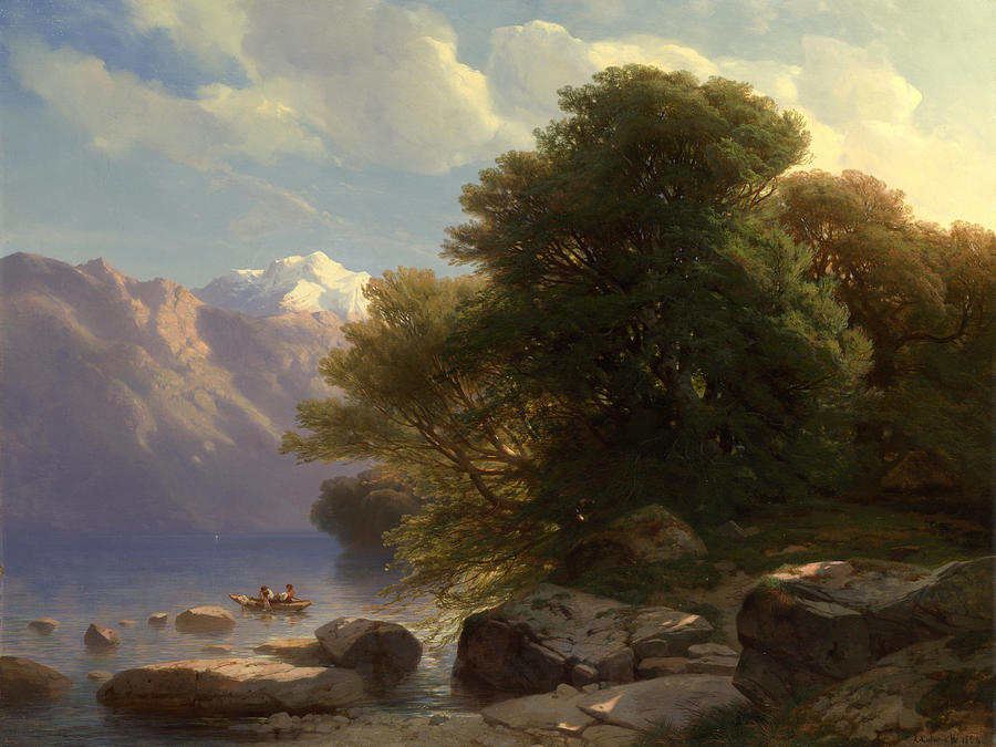 Alexandre Calame Painting - The Lake of Thun by Alexandre Calame