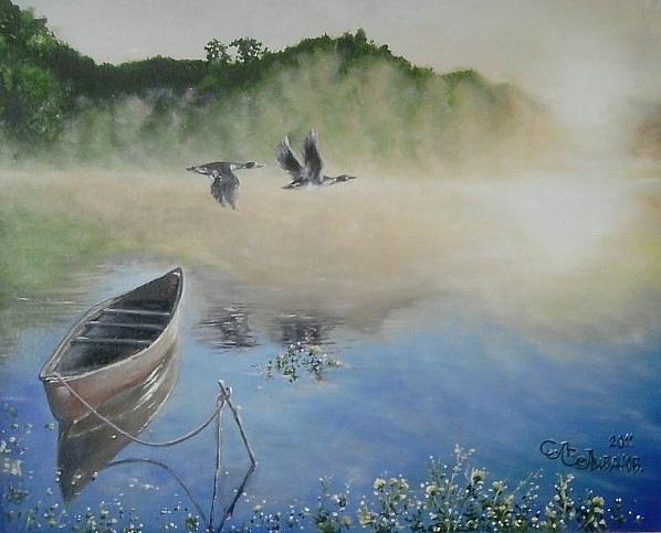 Duck Painting - The Lake by Sergey Selivanov