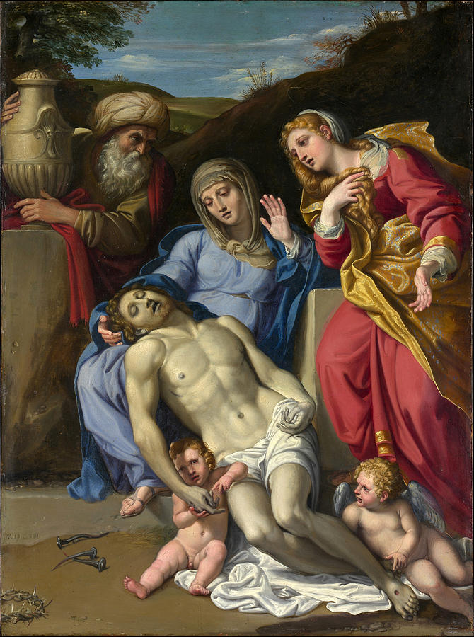 Domenichino Painting - The Lamentation by Domenichino