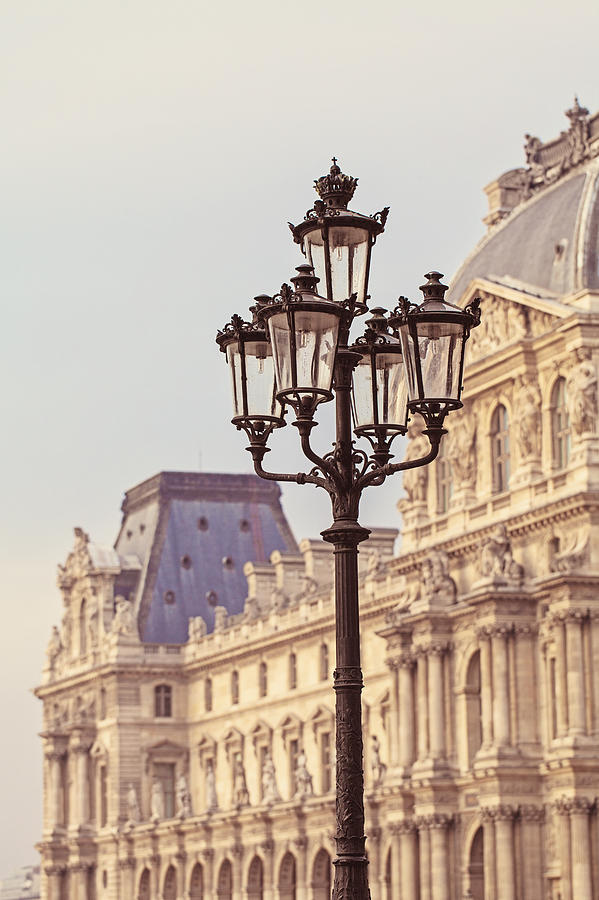 Louvre Photograph - The Lamp Post - Paris France by Melanie Alexandra Price