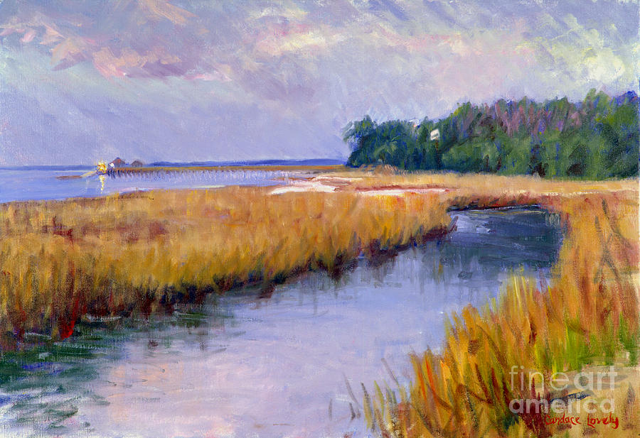 Marsh Painting - The Landing at Dusk by Candace Lovely