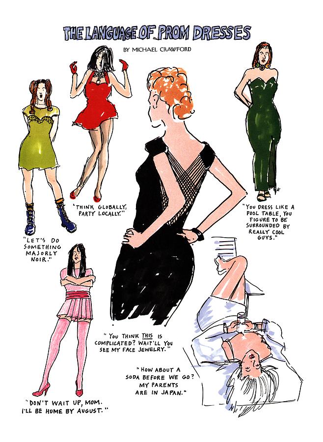 The Language Of Prom Dresses Drawing by Michael Crawford