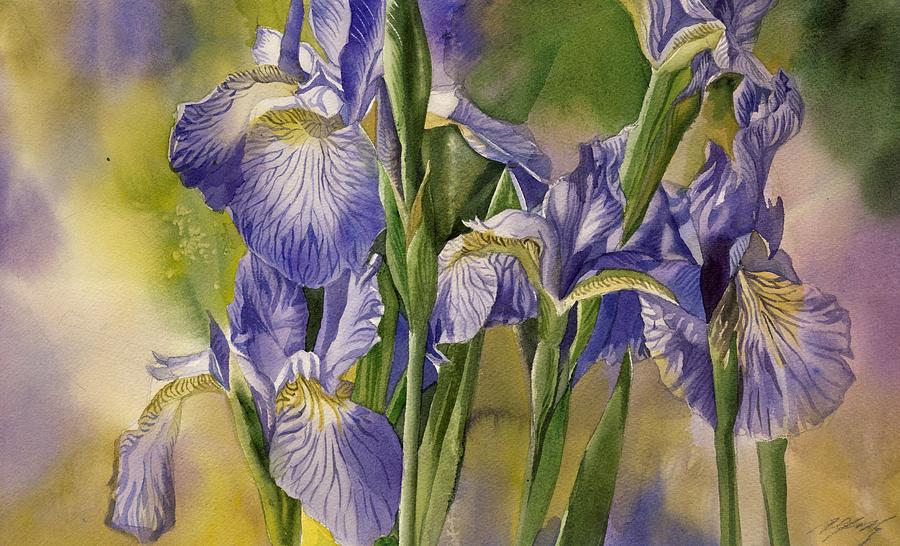 The Last Blue Irises Painting by Alfred Ng