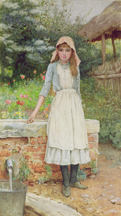 Garden Painting - The Last Chore by Edward Killingworth Johnson