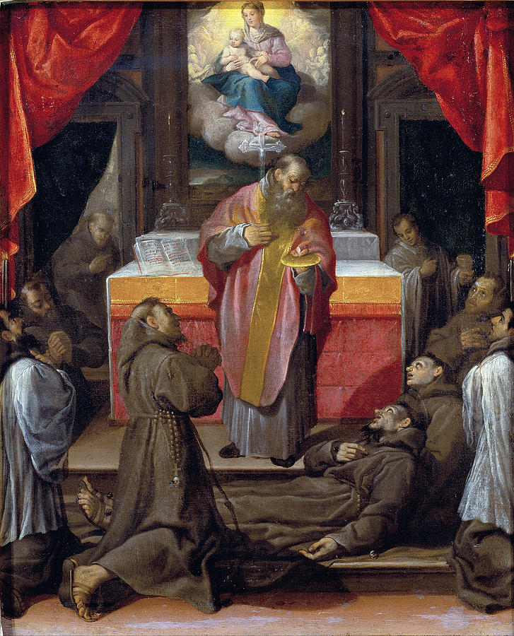 The Last Communion of Saint Francis Painting by Agostino Carracci