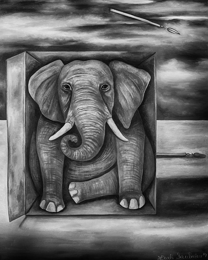Elephant Painting - The Last Elephant edit 4 by Leah Saulnier The Painting Maniac