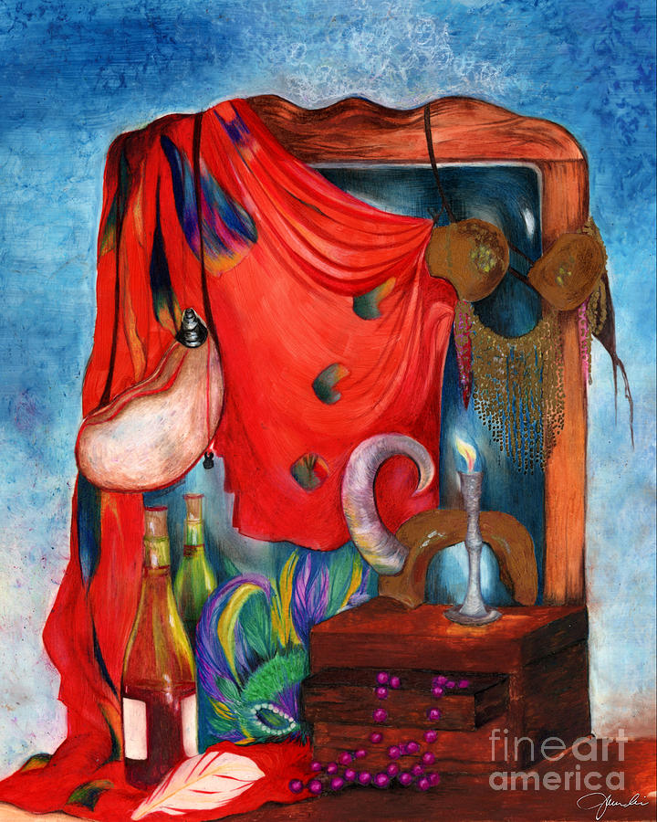 Still Life Mixed Media - The Last Glass of Wine by June Erie