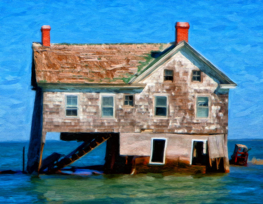 Chesapeake Bay Painting - The Last House on Holland Island by Michael Pickett
