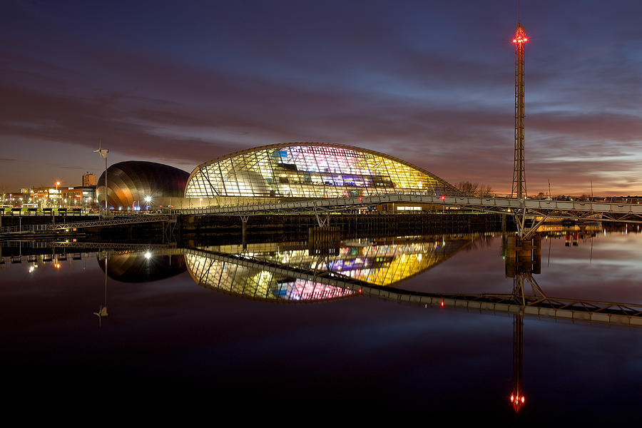The last of the light at the Glasgow Science Centre Photograph by Stephen Taylor