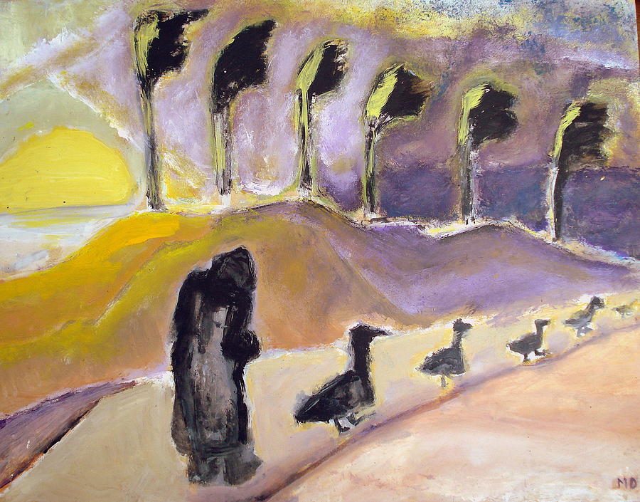 Geese Painting - The Last Ones by Michael Dohnalek