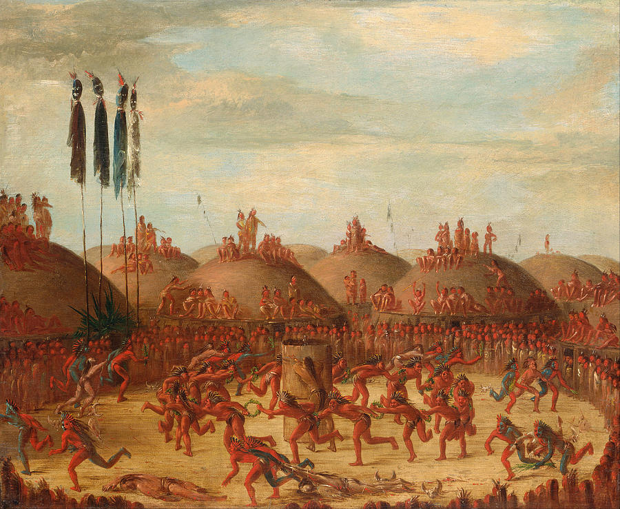 George Catlin Painting - The Last Race. Mandan O-kee-pa Ceremony by George Catlin