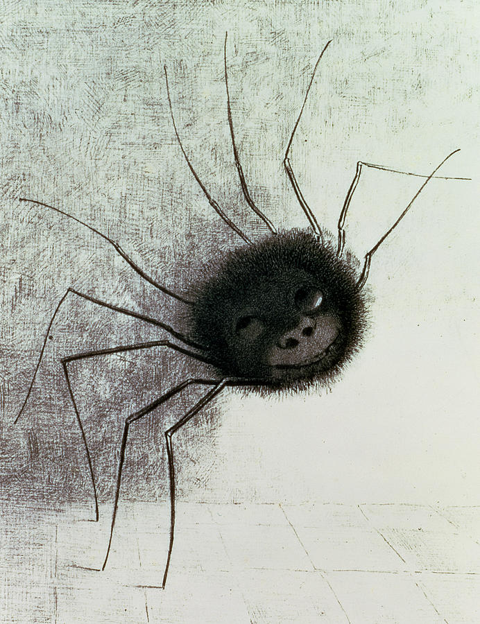 The Laughing Spider Drawing by Odilon Redon