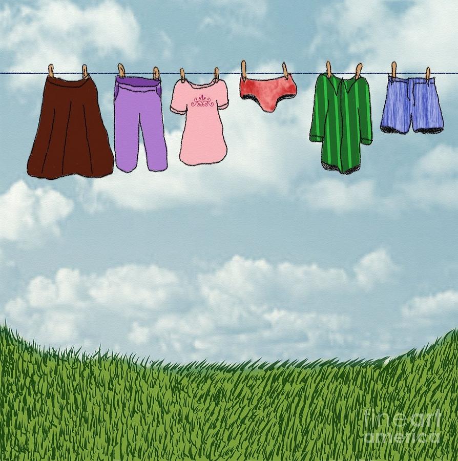 Digital Mixed Media - The Laundry by Evelyn O Simon