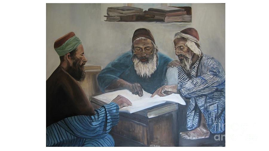 Group Portrait Painting - The learning of the Torah by Max Kushner