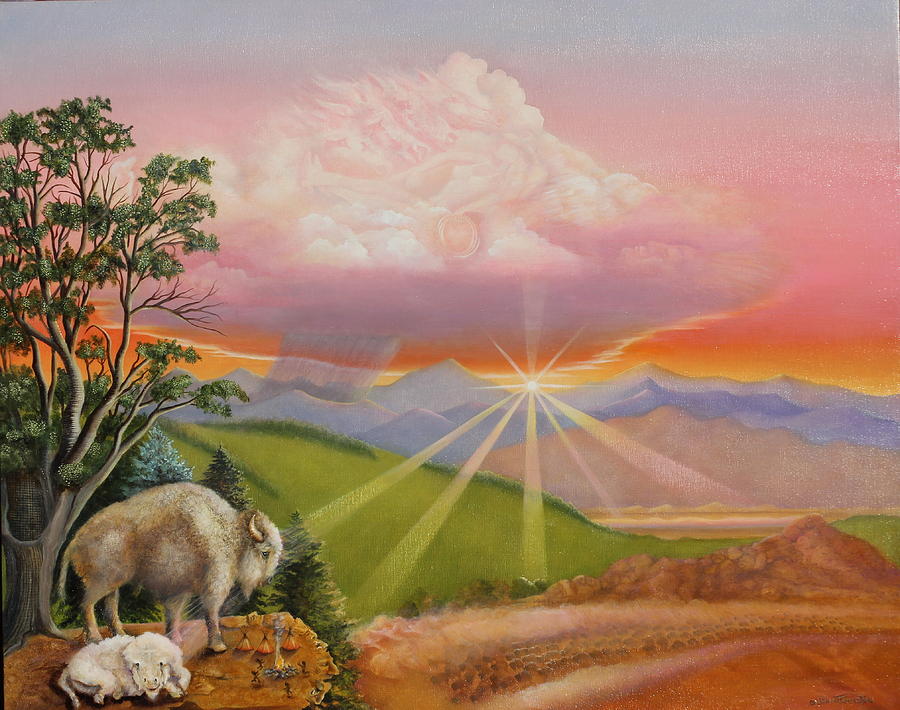 The Legend of the Sacred White Buffalo Painting by William T Templeton