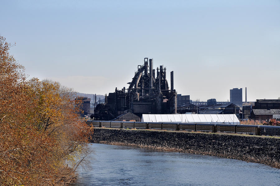The Lehigh River and Bethlehem Steel Photograph by Bill Cannon