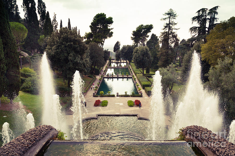 the level gardens and fish ponds at Villa dEste gardens Tivoli Photograph by Peter Noyce