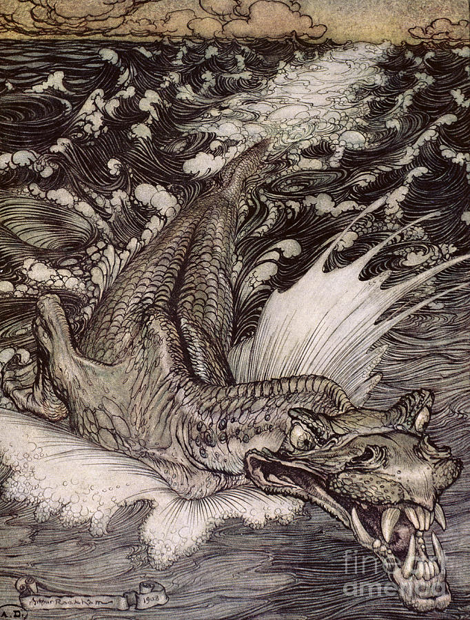 The Leviathan Painting by Arthur Rackham