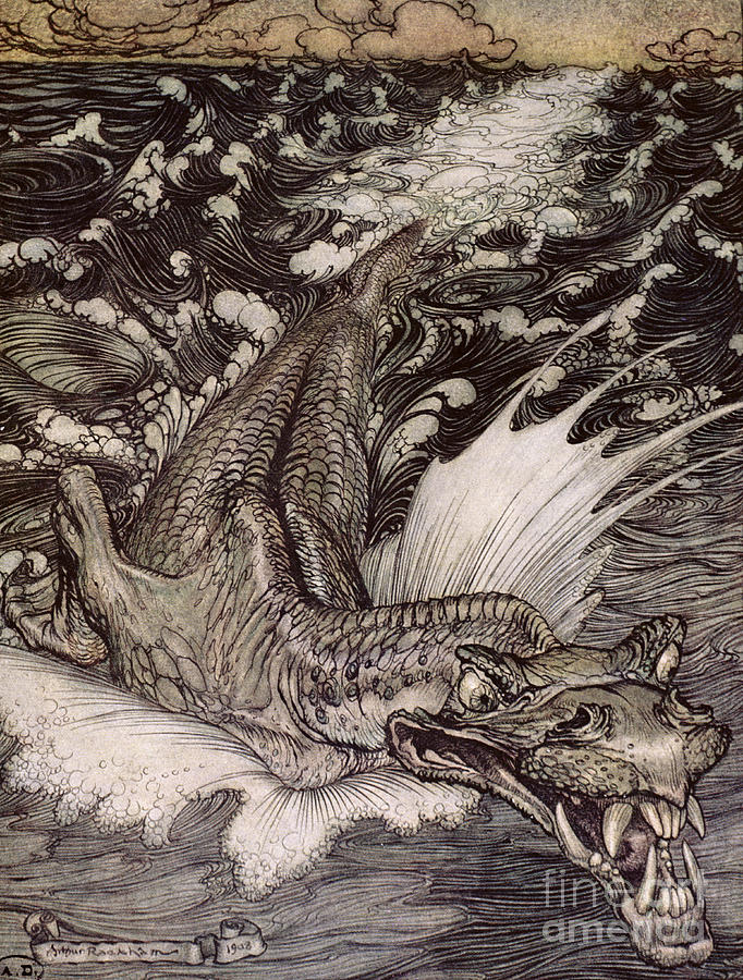 Arthur Rackham Painting - The Leviathan by Arthur Rackham