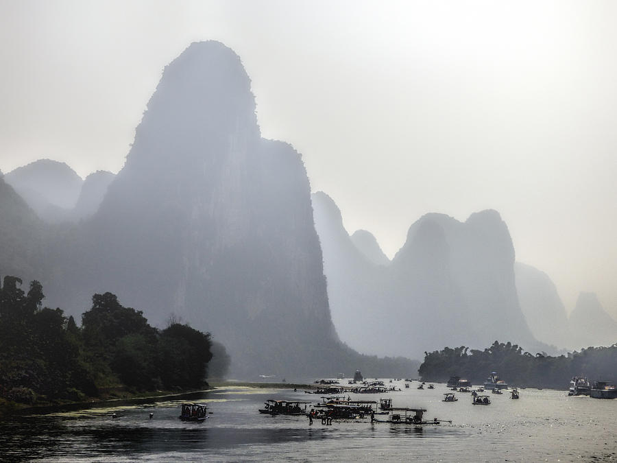 Mountain Photograph - The Li River China by Lynn Bolt