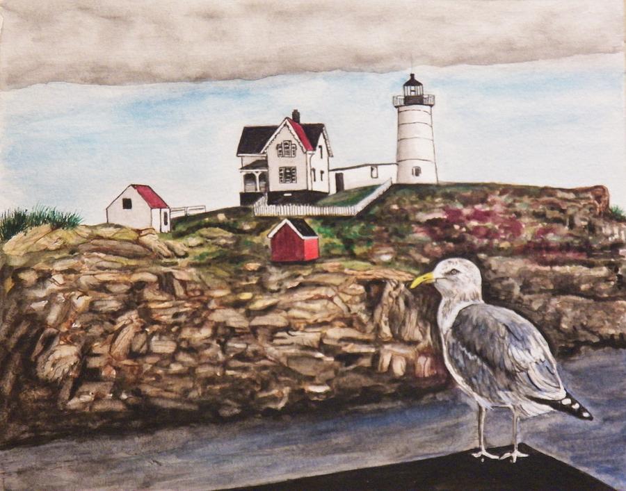 Seascape Painting - The light House by Jim Reale Seascape Painting - The light House by Jim Reale