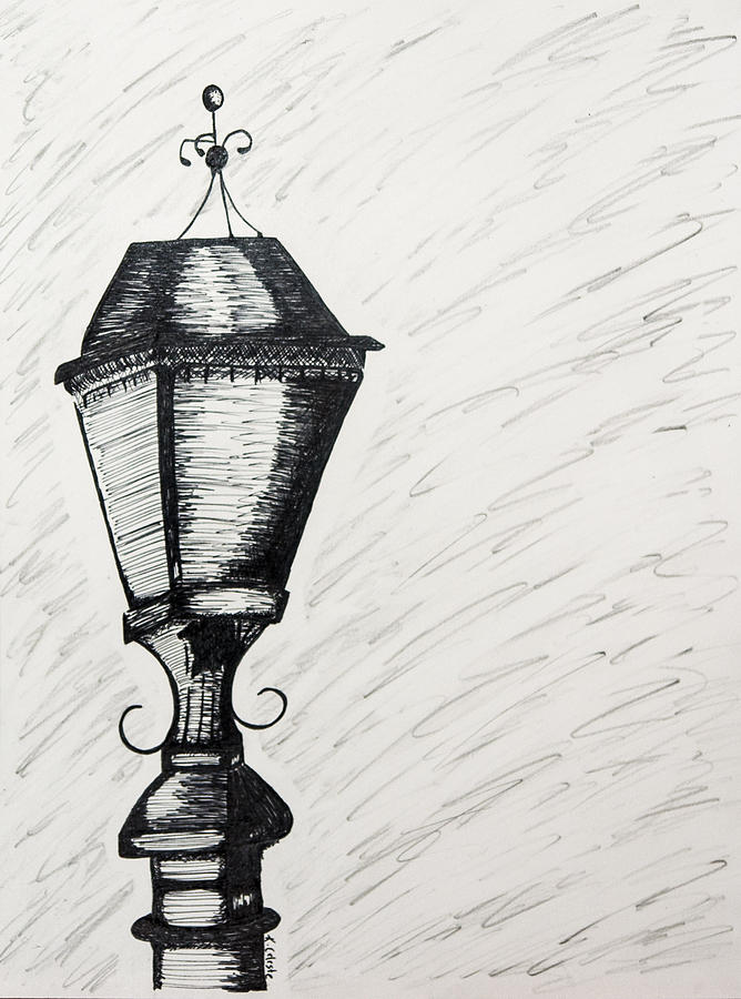 Black And White Drawing - The Light is Out by Karin Celeste