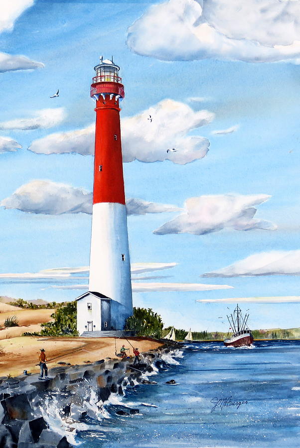 The Lighthouse at Barnegat Inlet Painting by Joseph Burger